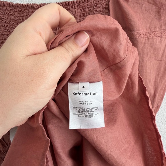 Reformation Dunes Square Neck Smocked Mini Dress size 4 - Picture 7 of 7